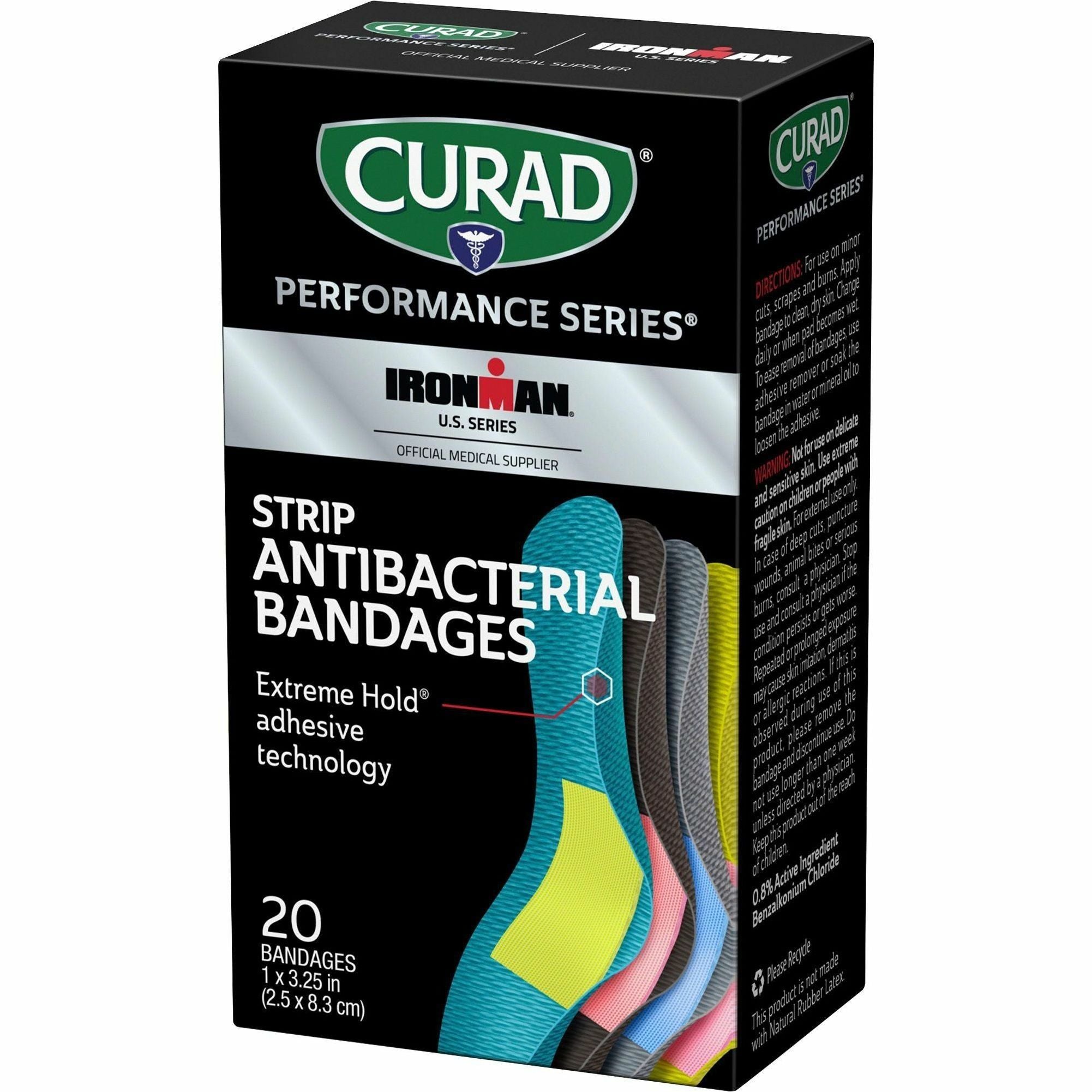 Curad Strip Antibacterial Ironman Bandages - 1" x 3.25" - 1Box - Assorted - Fabric - 3