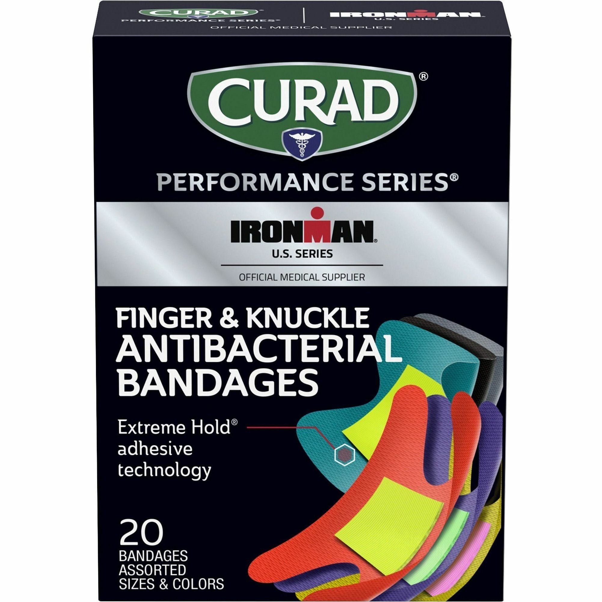 Curad Finger/Knuckle Antibacterial Bandage - Assorted Sizes - 1Box - Assorted - Fabric - 2