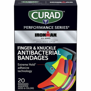Curad Finger/Knuckle Antibacterial Bandage - Assorted Sizes - 1Box - Assorted - Fabric