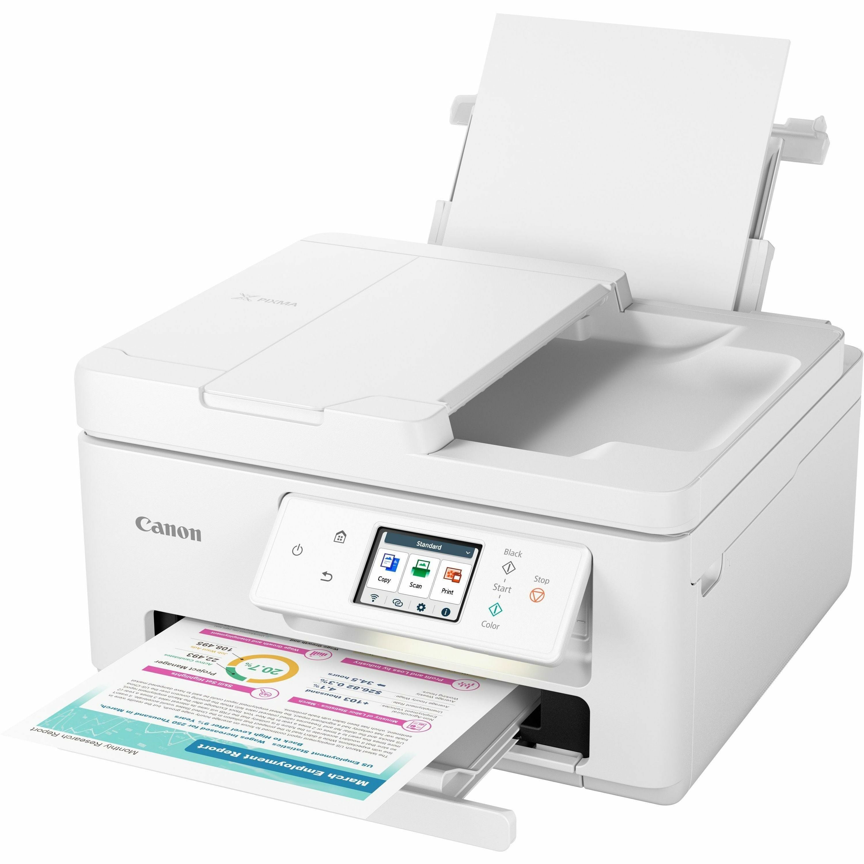 Canon PIXMA TS7720 Wireless Inkjet Multifunction Printer - Color - White - Copier/Printer/Scanner - 1200 x 1200 dpi Print - Flatbed Scanner - Wireless LAN - Canon PRINT Application, Apple AirPrint, Mopria Print Service - USB - 1 Each - For Plain Pape - 1