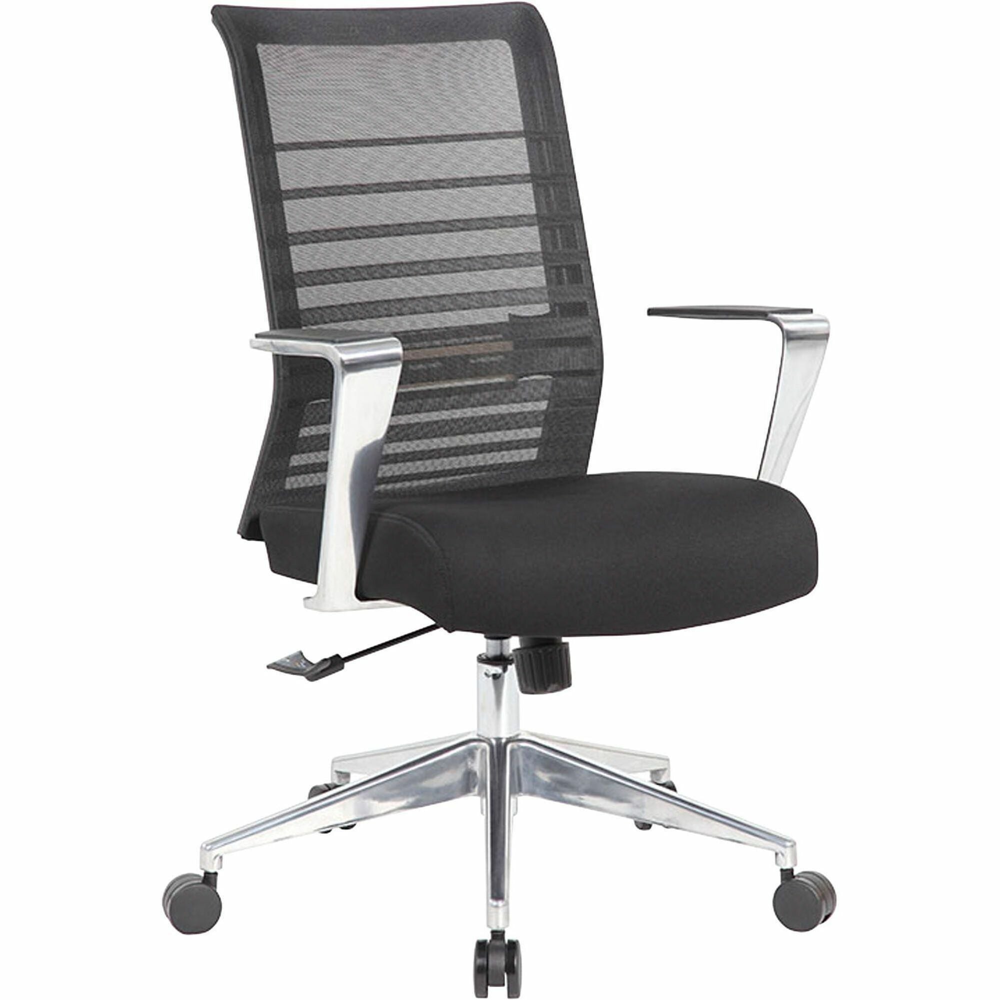 Lorell Horizontal Mesh Hi-Back Conference Chair - Black Fabric, Molded Foam Seat - Mesh Back - High Back - 1 Each