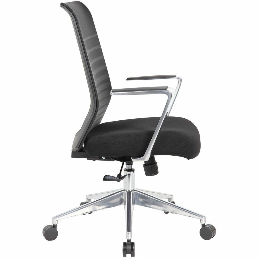 Lorell Horizontal Mesh Hi-Back Conference Chair - Black Fabric, Molded Foam Seat - Mesh Back - High Back - 1 Each