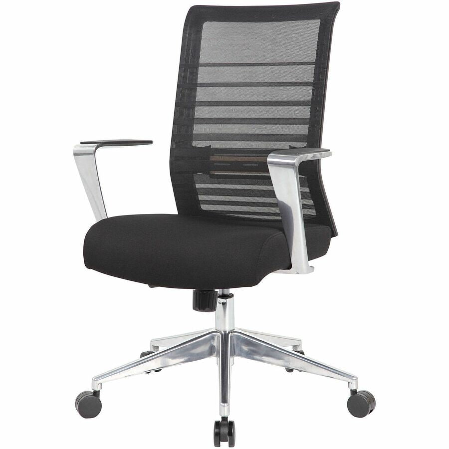 Lorell Horizontal Mesh Hi-Back Conference Chair - Black Fabric, Molded Foam Seat - Mesh Back - High Back - 1 Each