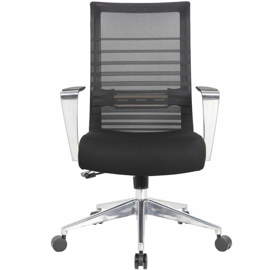 Lorell Horizontal Mesh Hi-Back Conference Chair - Black Fabric, Molded Foam Seat - Mesh Back - High Back - 1 Each