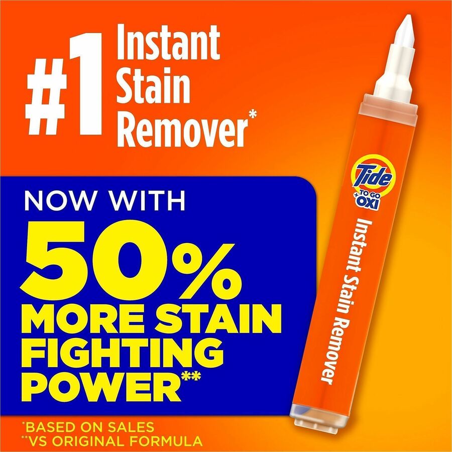 Tide To Go Stain Remover Pen - 0.34 oz (0.02 lb) - 1 Each - Phosphate-free, Machine Washable, Bleach-free - Orange