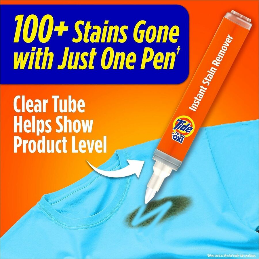 Tide To Go Stain Remover Pen - 0.34 oz (0.02 lb) - 6 / Carton - Phosphate-free, Machine Washable, Bleach-free - Orange