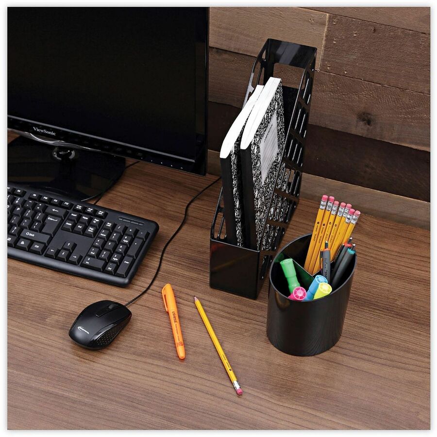 Recycled Big Pencil Cup, Plastic, 4.38" Diameter x 5.63"h, Black