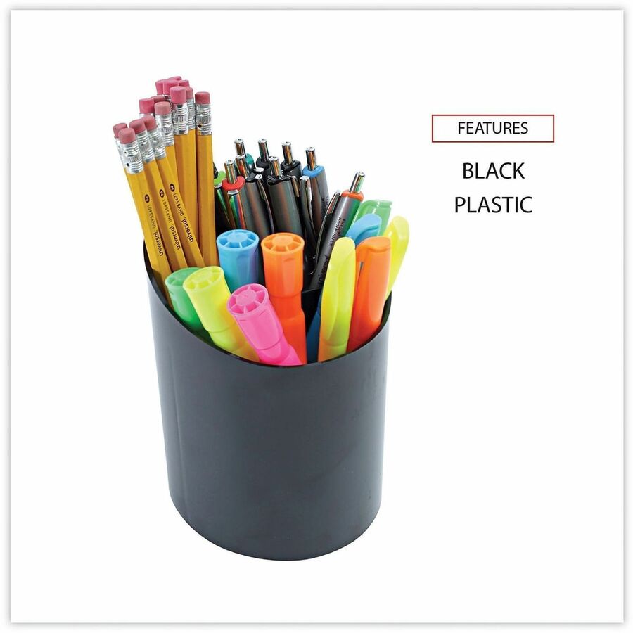 Recycled Big Pencil Cup, Plastic, 4.38" Diameter x 5.63"h, Black