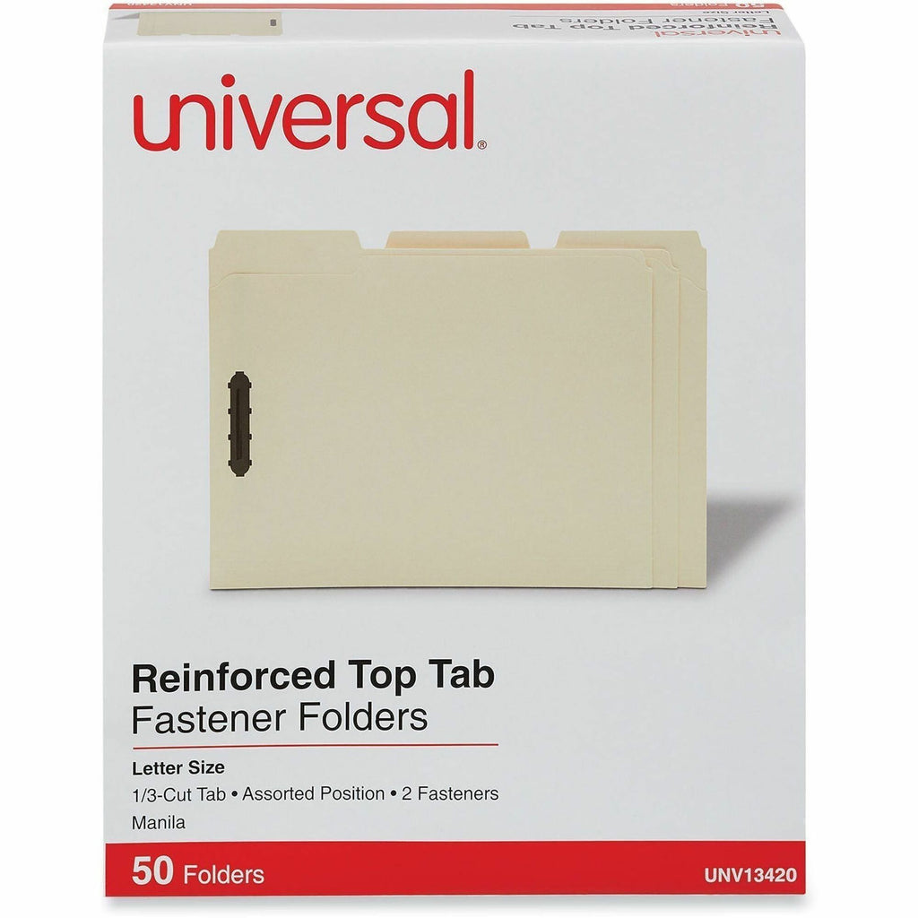 Deluxe Reinforced Top Tab Fastener Folders, 0.75" Expansion, 2 Fasteners, Letter Size, Manila Exterior, 50/Box