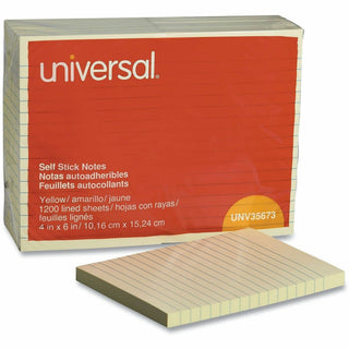 Self-Stick Note Pads, Note Ruled, 4" x 6", Yellow, 100 Sheets/Pad, 12 Pads/Pack
