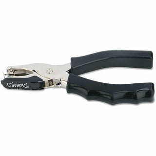 Eight-Sheet Handheld One-Hole Punch, 1/4" Holes, Metal with Rubber Grip, Black