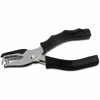 Eight-Sheet Handheld One-Hole Punch, 1/4" Holes, Metal with Rubber Grip, Black