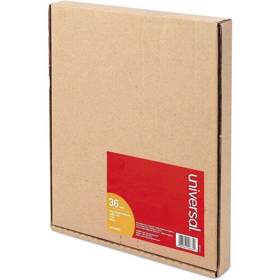 Self-Tab Index Dividers, 5-Tab, 11 x 8.5, White, 36 Sets