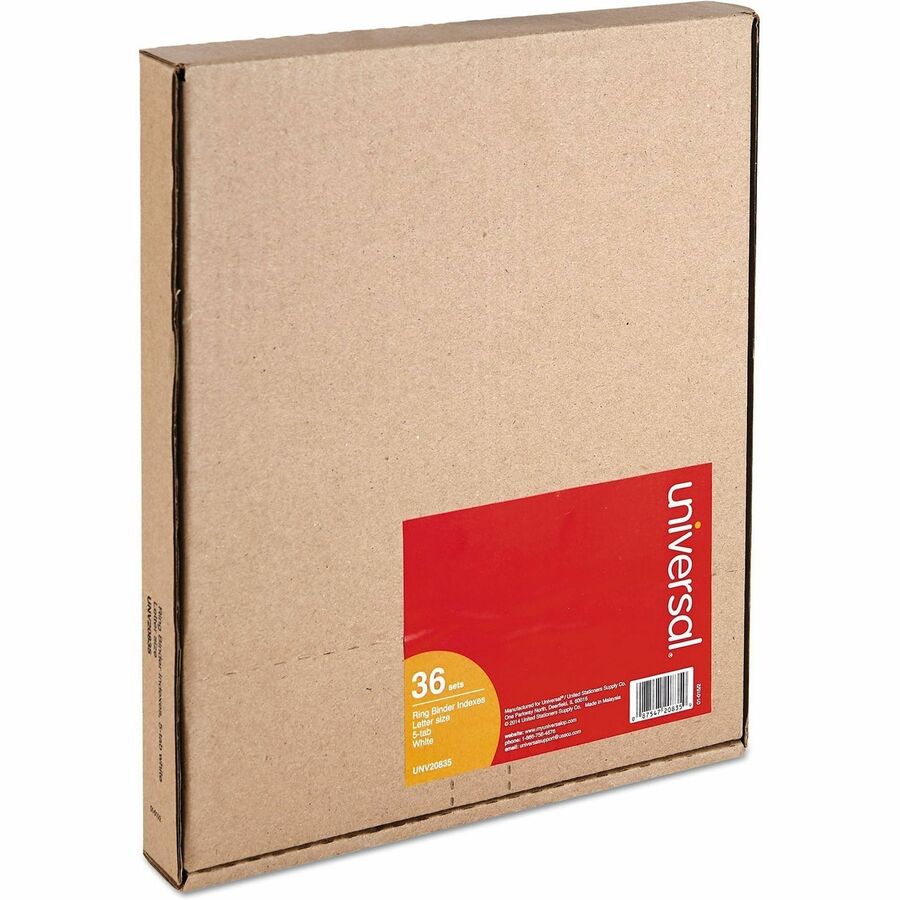 Self-Tab Index Dividers, 5-Tab, 11 x 8.5, White, 36 Sets