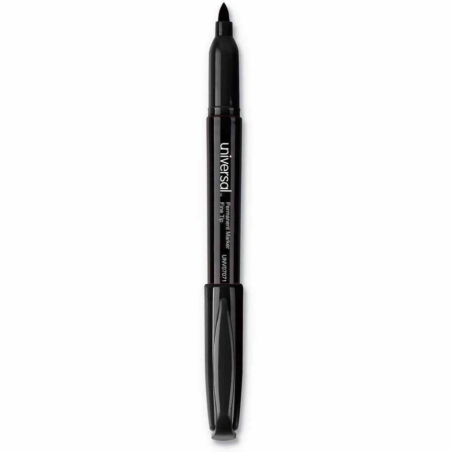 Pen-Style Permanent Marker, Fine Bullet Tip, Black, Dozen