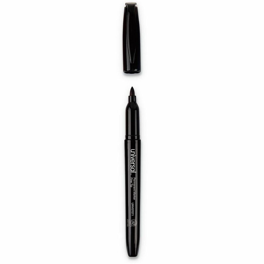 Pen-Style Permanent Marker, Fine Bullet Tip, Black, Dozen