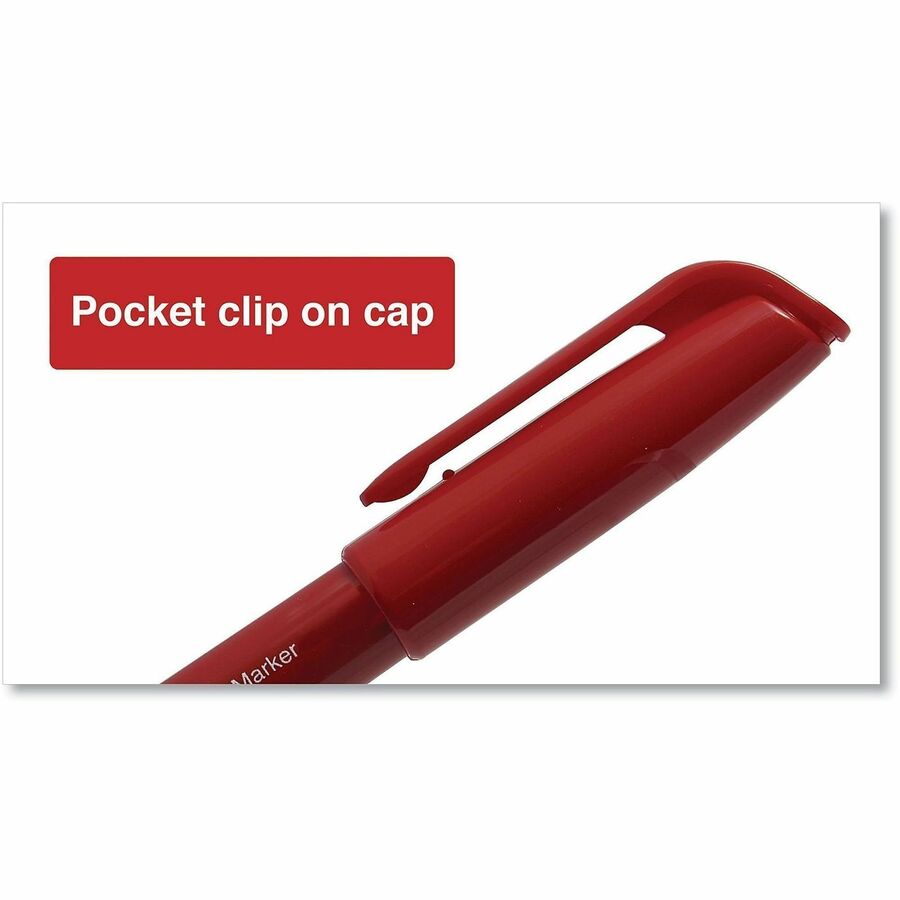 Pen-Style Permanent Marker, Fine Bullet Tip, Red, Dozen