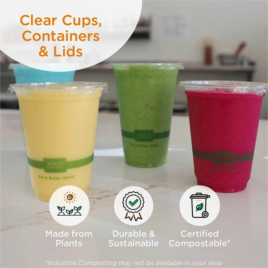 PLA Lids for Fiber Cups, 2.6" Diameter x 0.3"h, Clear, Plastic, 2,000/Carton