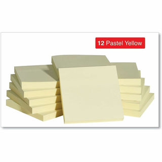 Self-Stick Note Pads, 3" x 3", Yellow, 100 Sheets/Pad, 12 Pads/Pack