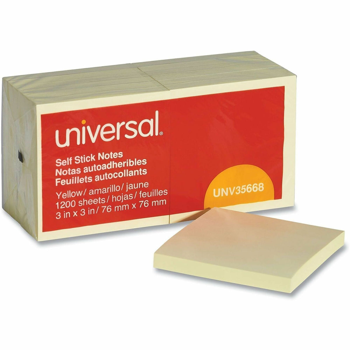 Self-Stick Note Pads, 3" x 3", Yellow, 100 Sheets/Pad, 12 Pads/Pack