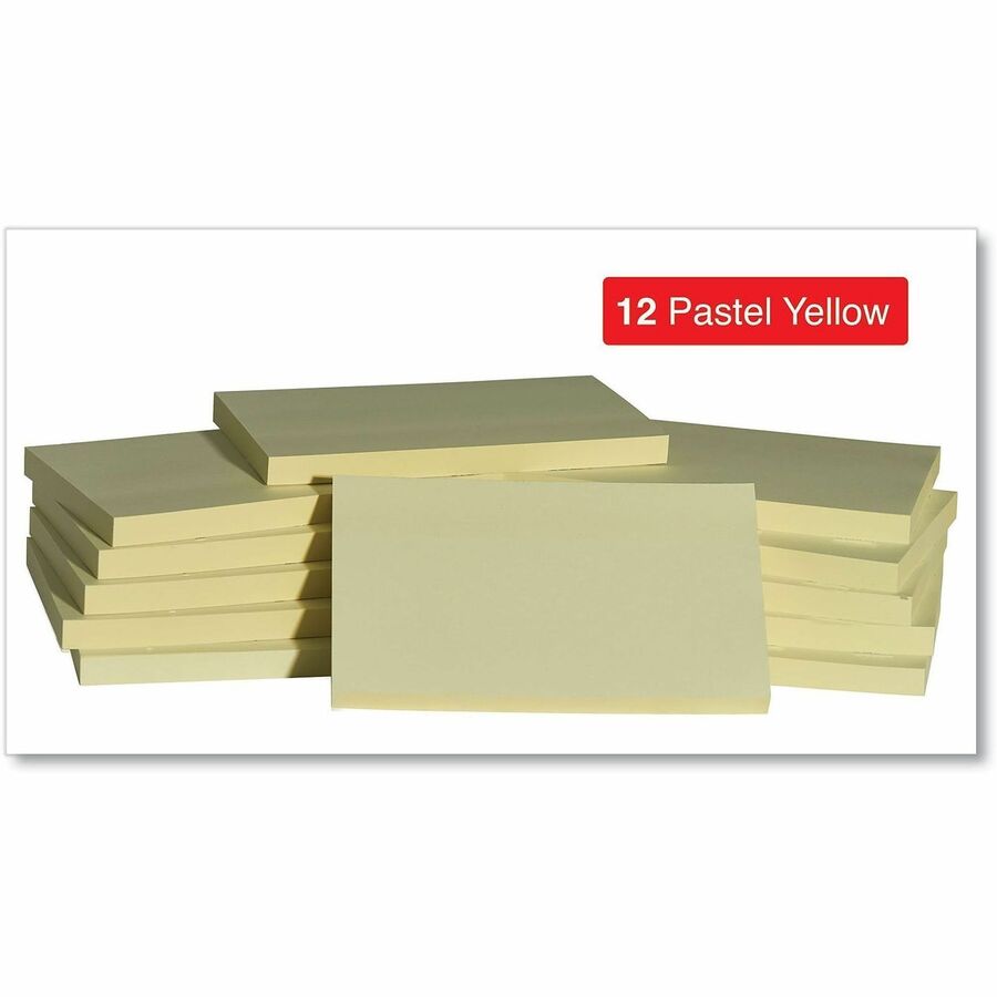 Self-Stick Note Pad Value Pack, 3" x 5", Yellow, 100 Sheets/Pad, 18 Pads/Pack