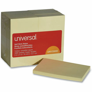 Self-Stick Note Pad Value Pack, 3" x 5", Yellow, 100 Sheets/Pad, 18 Pads/Pack