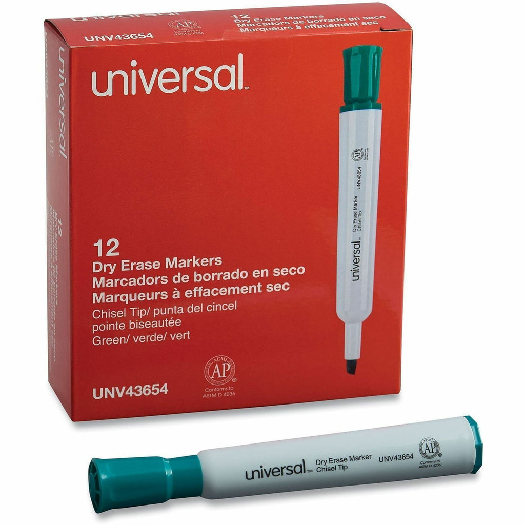 Dry Erase Marker, Broad Chisel Tip, Green, Dozen