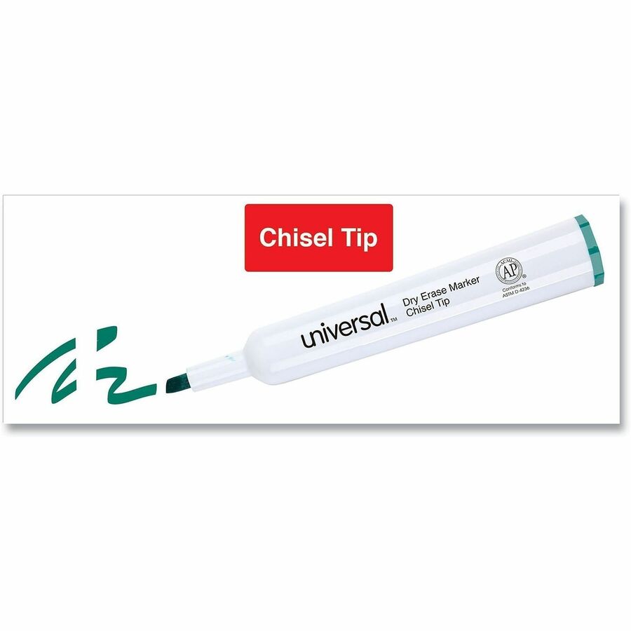 Dry Erase Marker, Broad Chisel Tip, Green, Dozen