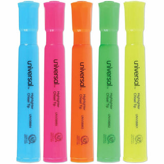 Desk Highlighters, Assorted Ink Colors, Chisel Tip, Assorted Barrel Colors, 5/Set