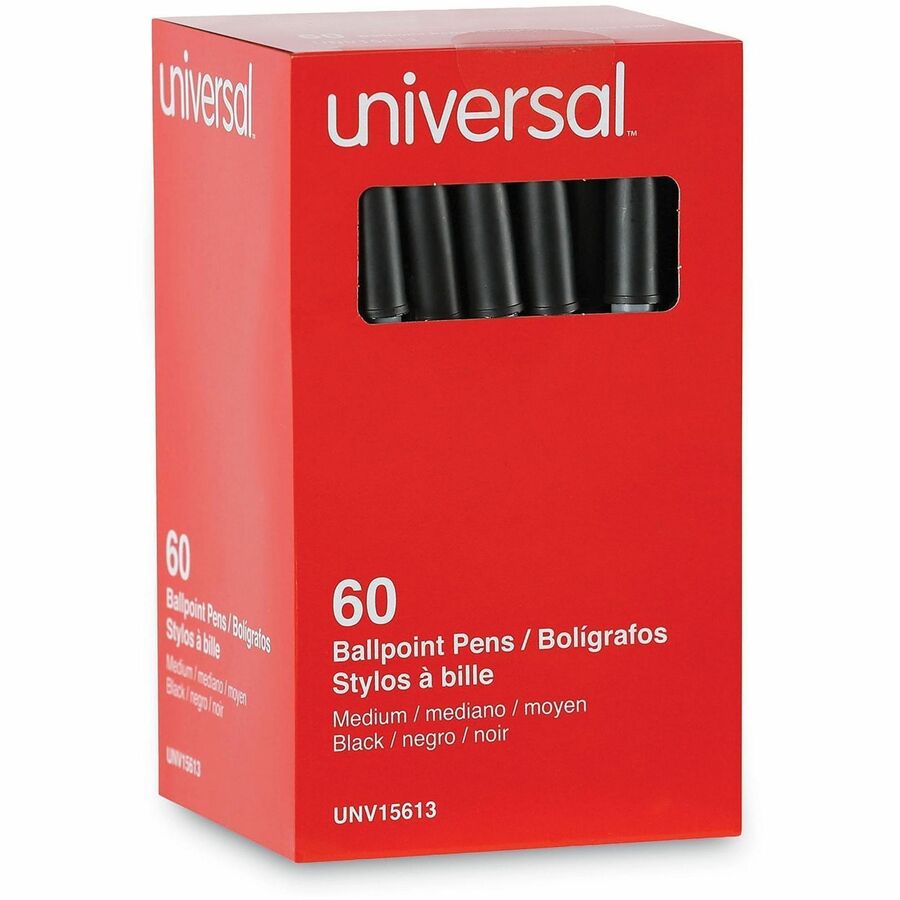 Ballpoint Pen Value Pack, Stick, Medium 1 mm, Black Ink, Gray/Black Barrel, 60/Pack
