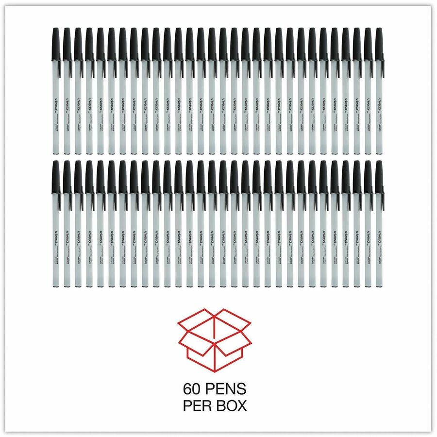 Ballpoint Pen Value Pack, Stick, Medium 1 mm, Black Ink, Gray/Black Barrel, 60/Pack