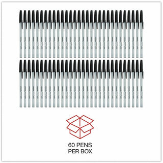 Ballpoint Pen Value Pack, Stick, Medium 1 mm, Black Ink, Gray/Black Barrel, 60/Pack