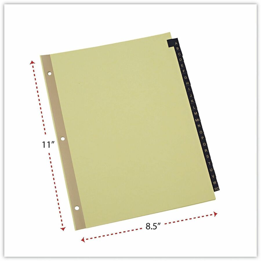 Deluxe Preprinted Simulated Leather Tab Dividers with Gold Printing, 25-Tab, A to Z, 11 x 8.5, Buff, 1 Set