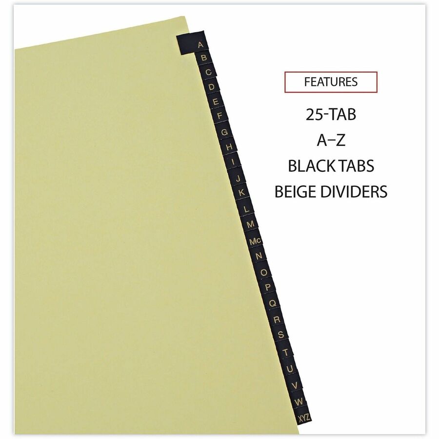 Deluxe Preprinted Simulated Leather Tab Dividers with Gold Printing, 25-Tab, A to Z, 11 x 8.5, Buff, 1 Set