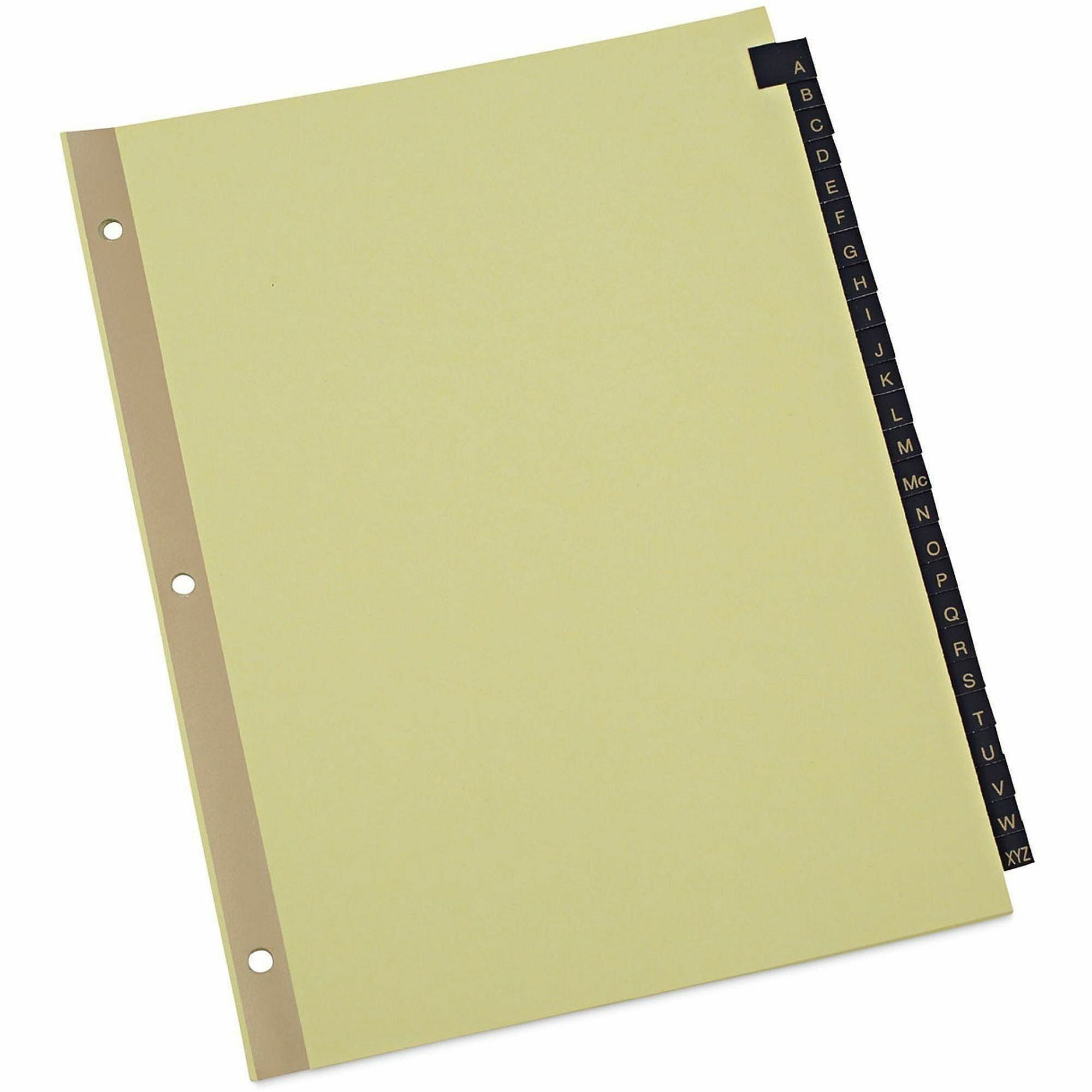 Deluxe Preprinted Simulated Leather Tab Dividers with Gold Printing, 25-Tab, A to Z, 11 x 8.5, Buff, 1 Set