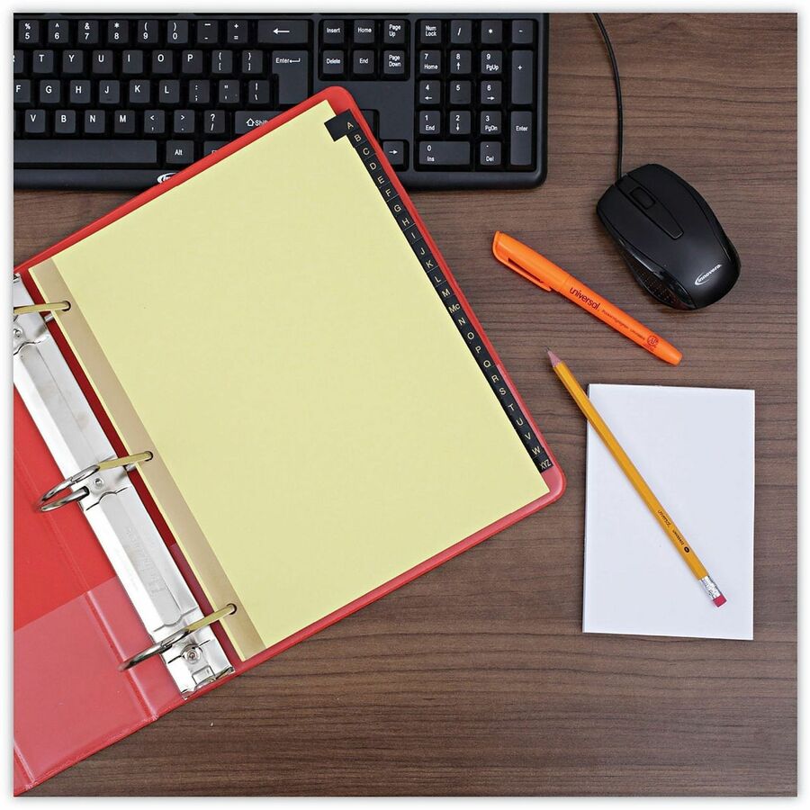 Deluxe Preprinted Simulated Leather Tab Dividers with Gold Printing, 25-Tab, A to Z, 11 x 8.5, Buff, 1 Set