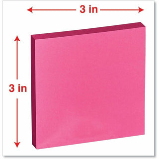 Self-Stick Note Pads, 3" x 3", Assorted Neon Colors, 100 Sheets/Pad, 12 Pads/Pack