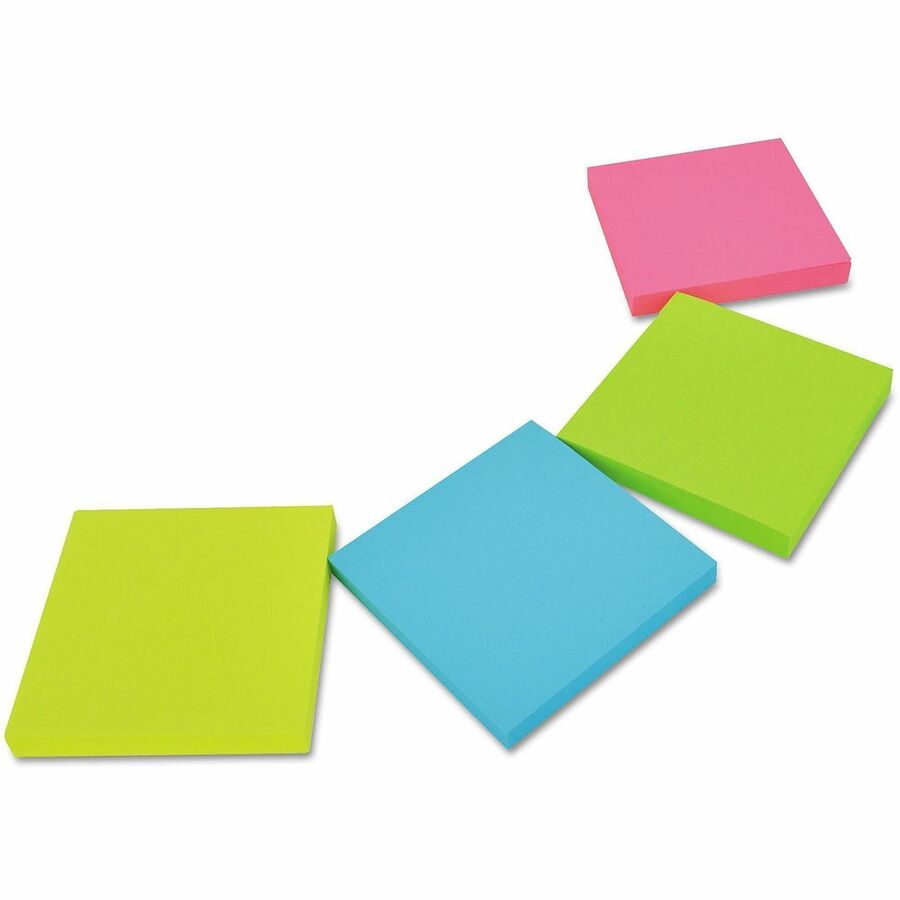 Self-Stick Note Pads, 3" x 3", Assorted Neon Colors, 100 Sheets/Pad, 12 Pads/Pack
