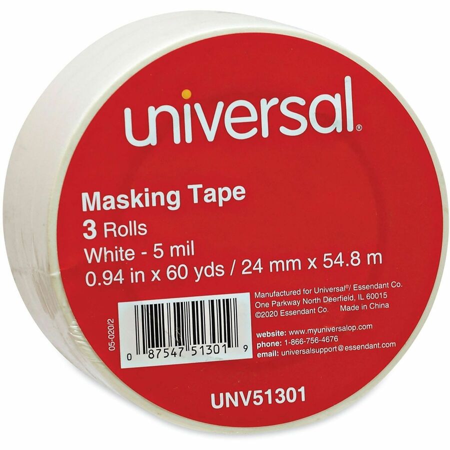 General-Purpose Masking Tape, 3" Core, 24 mm x 54.8 m, Beige, 3/Pack