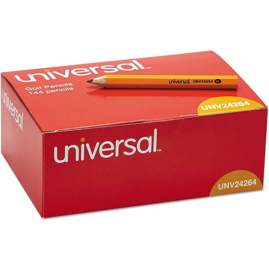 Golf and Pew Pencil, HB (#2), Black Lead, Yellow Barrel, 144/Box