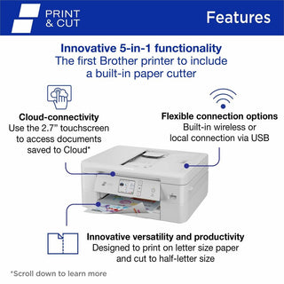 MFC-J1800DW Print and Cut All-in-One Inkjet Printer with Auto Cutter, Copy/Fax/Print/Scan