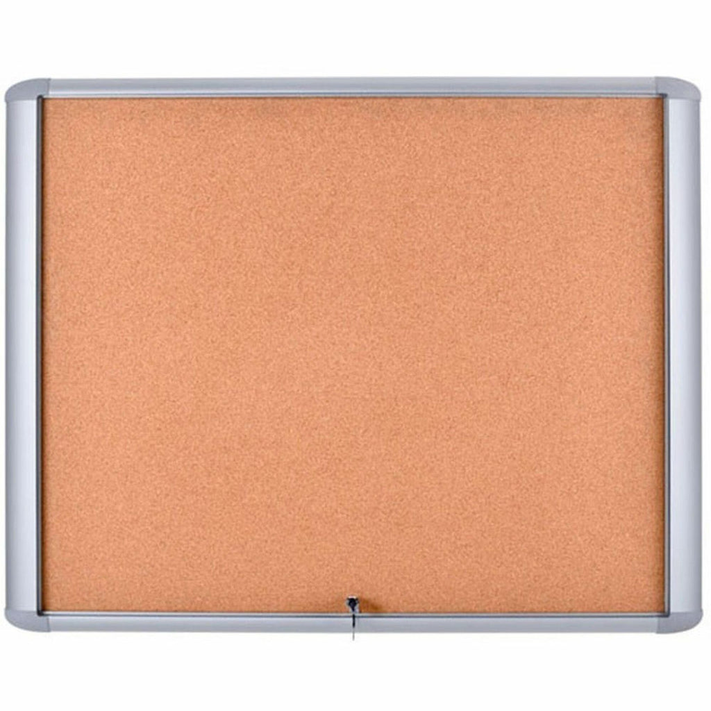 MasterVision Water-Resistant Enclosed Corkboard - 30" Height x 26.50" Width x 0.70" Depth - Light Brown Cork Surface - Water Resistant - Gray Anodized Aluminum Frame - 1 Each - 32" x 27