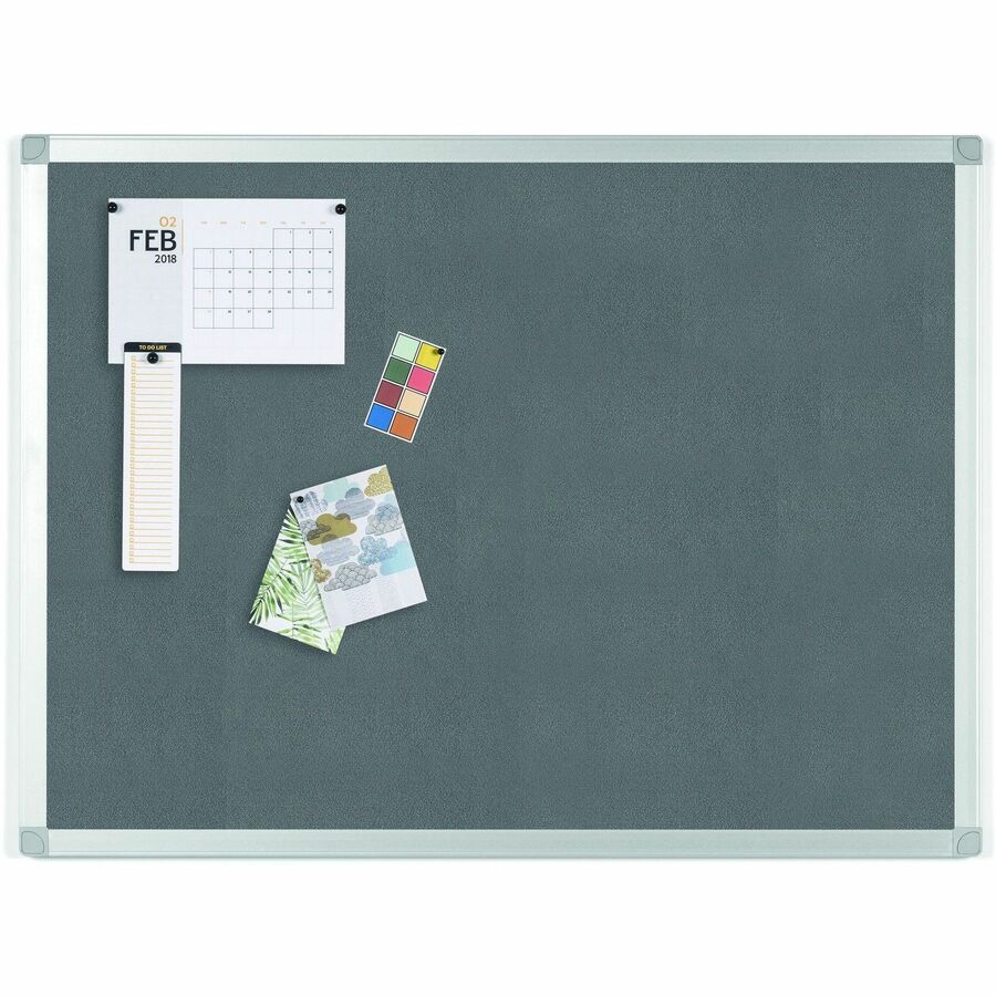 MasterVision Ayda Fabric Bulletin Board - Gray Fabric, Felt Surface - Self-healing, Sleek Style - Aluminum Frame - 1 Each - 18" x 24