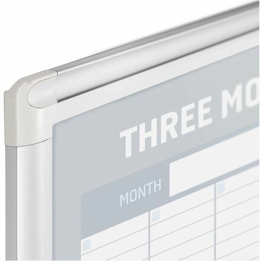 MasterVision 3-Month Calendar Board - 36" (3 ft) Width x 24" (2 ft) Height - White Lacquered Steel Surface - Aluminum Frame - Rectangle - Horizontal - Magnetic - 1 Each