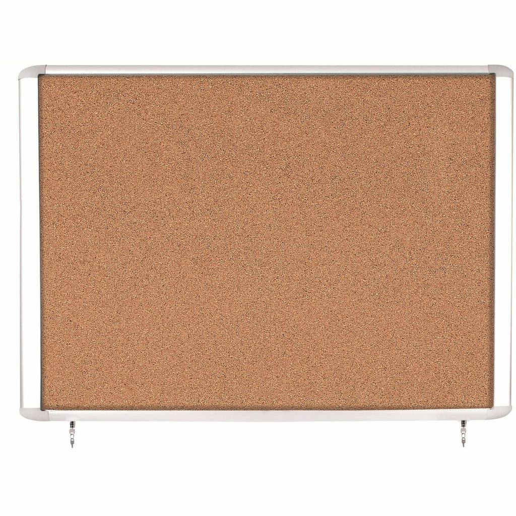 MasterVision Water-Resistant Enclosed Corkboard - 47" Height x 38.30" Width x 0.70" Depth - Light Brown Cork Surface - Water Resistant - Gray Anodized Aluminum Frame - 1 Each - 48