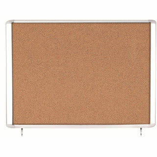 MasterVision Water-Resistant Enclosed Corkboard - 47" Height x 38.30" Width x 0.70" Depth - Light Brown Cork Surface - Water Resistant - Gray Anodized Aluminum Frame - 1 Each - 48