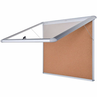 MasterVision Water-Resistant Enclosed Corkboard - 47" Height x 38.30" Width x 0.70" Depth - Light Brown Cork Surface - Water Resistant - Gray Anodized Aluminum Frame - 1 Each - 48