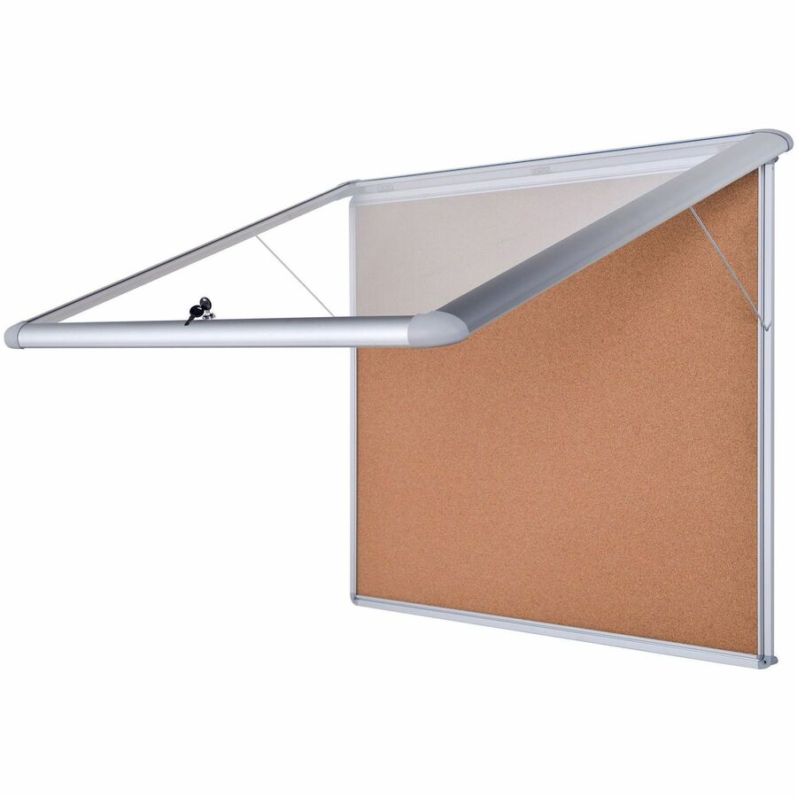 MasterVision Water-Resistant Enclosed Corkboard - 47" Height x 38.30" Width x 0.70" Depth - Light Brown Cork Surface - Water Resistant - Gray Anodized Aluminum Frame - 1 Each - 48