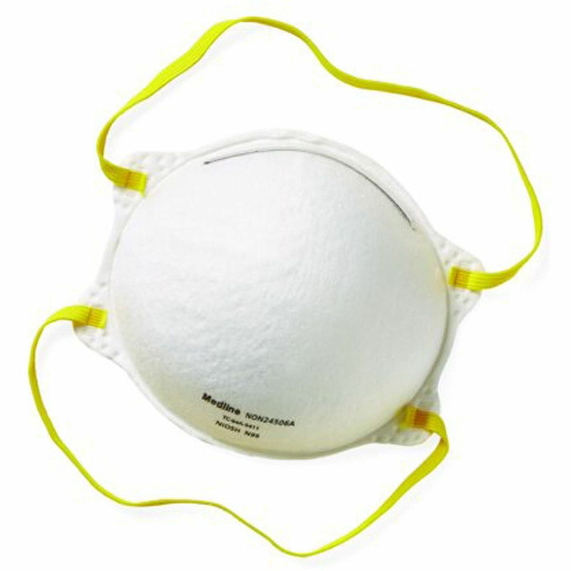 medline-cone-style-n95-surgical-respirator-masks-recommended-for-surgical-regular-size-airborne-particle-flying-particle-protection-polyester-metal-white-fluid-resistant-disposable-latex-free-20-box_miinon24506az - 1