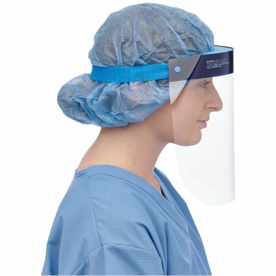 Medline Disposable Full-Length Face Shields - Recommended for: Face - Extra Large Size - Fog, Splash Protection - Foam, Elastic, Polyester - Clear - Disposable, Anti-fog, Splash Resistant, Lightweight, Latex-free - 40 / Carton